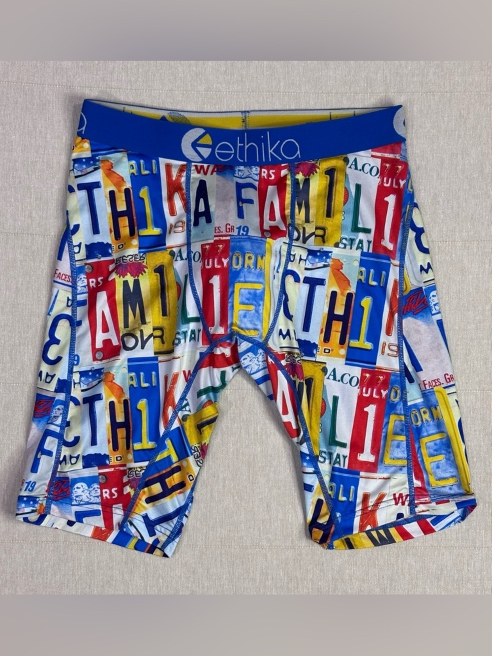 Ethika Multicolor License Plate Boxer Briefs Stretch Fit No Size Tag Bold